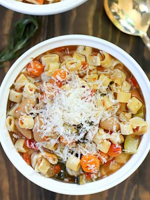 Once you try this recipe for the Best Crock Pot Minestrone Soup, you'll never make another Minestrone Soup recipe again! It's incredibly easy to make and filled with veggies. You can make this vegetarian by using vegetable broth and change up the pasta if desired, too.