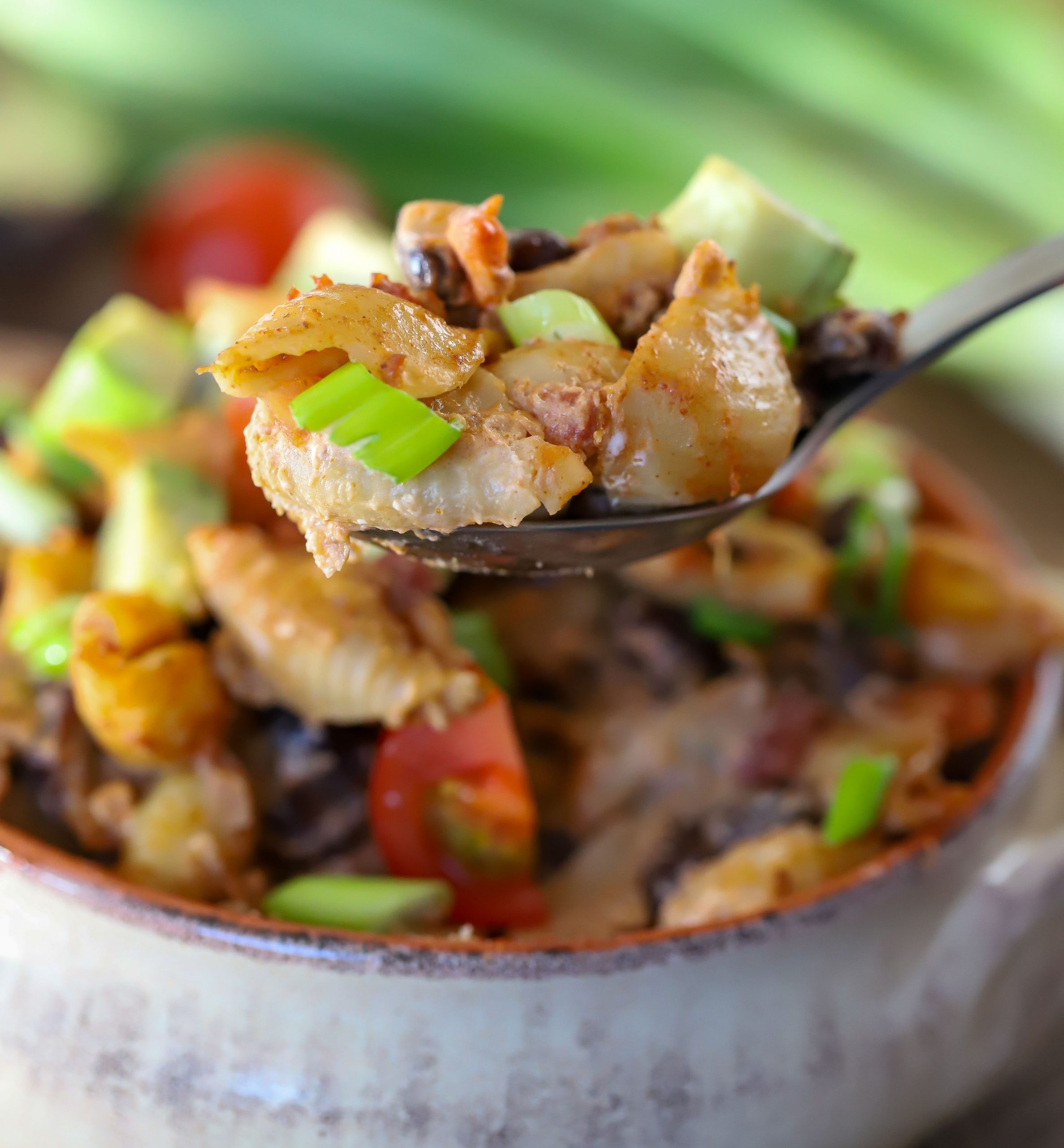 Close up of a spoonful of Creamy Taco Shells