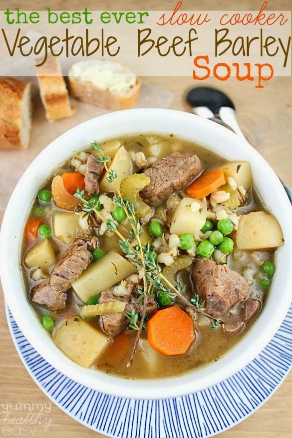 The Best Ever Slow Cooker Vegetable Beef Barley Soup Amazing slow cooker soup full of tender vegetables, beef and flavorful broth
