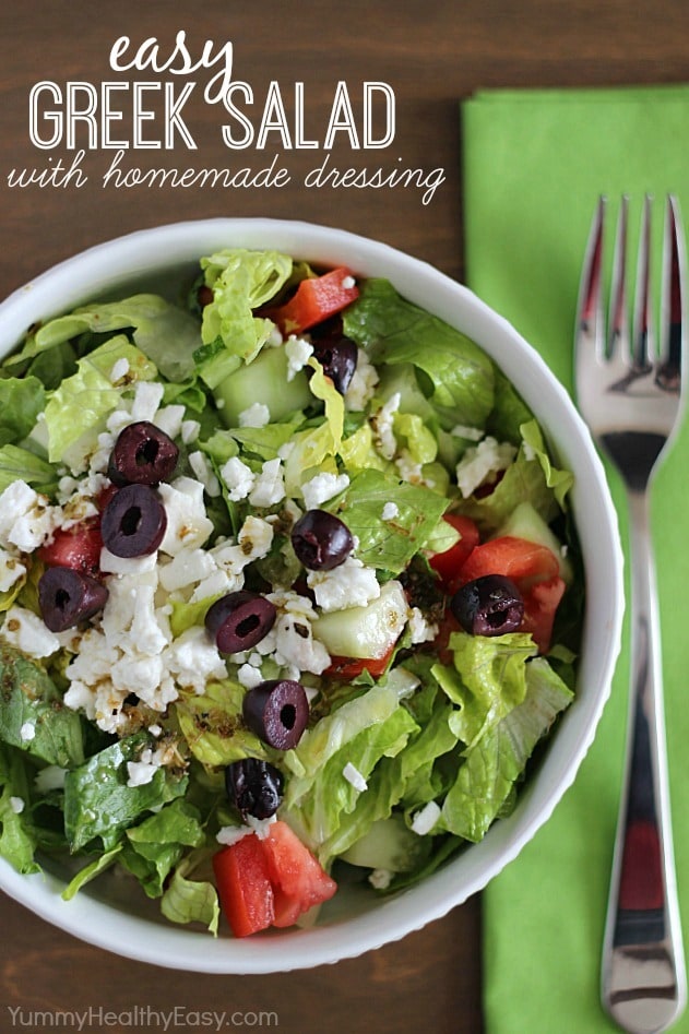 SO Yummy & Easy Greek Salad with Homemade Dressing Recipe SO Yummy & Easy Greek Salad with Homemade Dressing Recipe