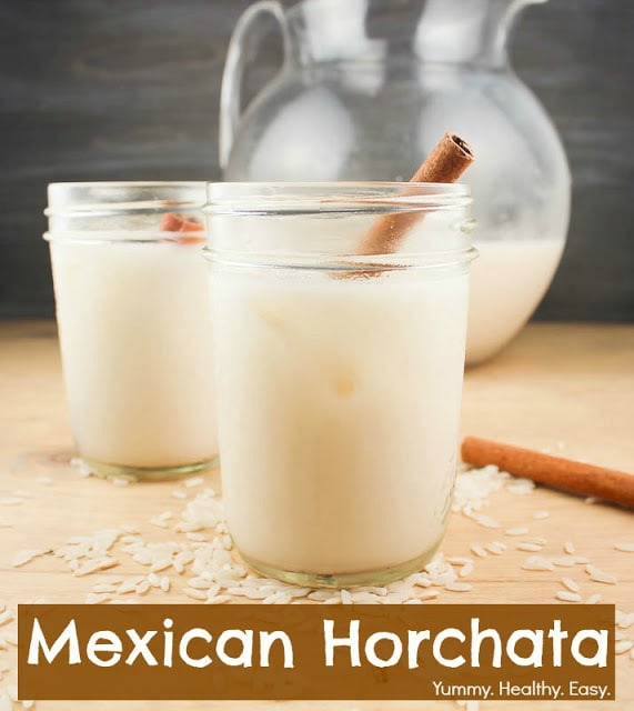 A delicious and easy recipe to make horchata at home! It's a rice and cinnamon drink that's just about the best-tasting creamy drink ever!