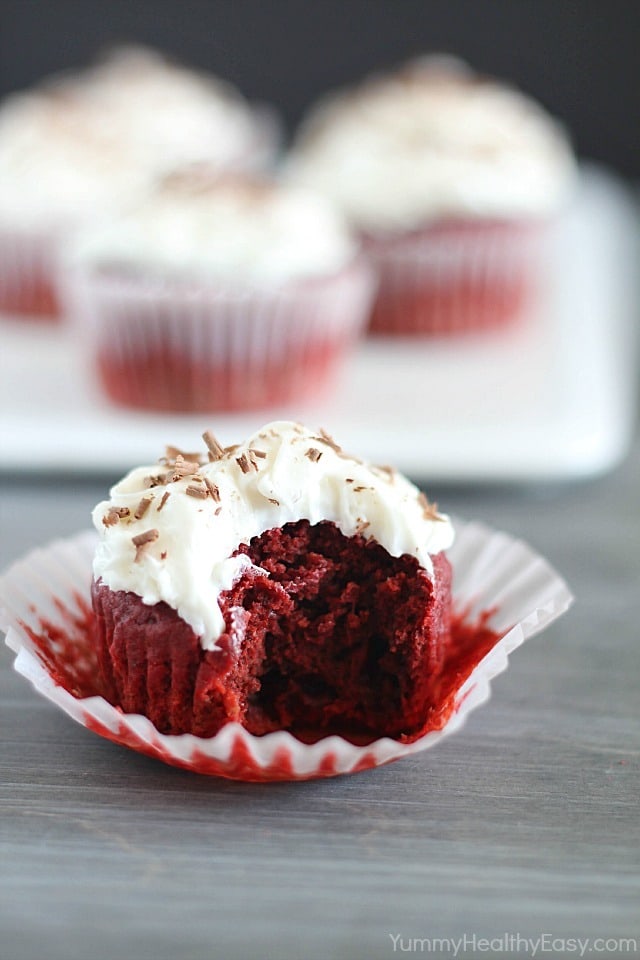 Red Velvet Cupcakes with a secret ingredient - BEETS! They are moist, decadent and a bit healthier, too! Red Velvet Beet Cupcakes that are fluffy, decadent and a bit healthier, too! There's much less red food coloring in this version of red velvet cupcakes!