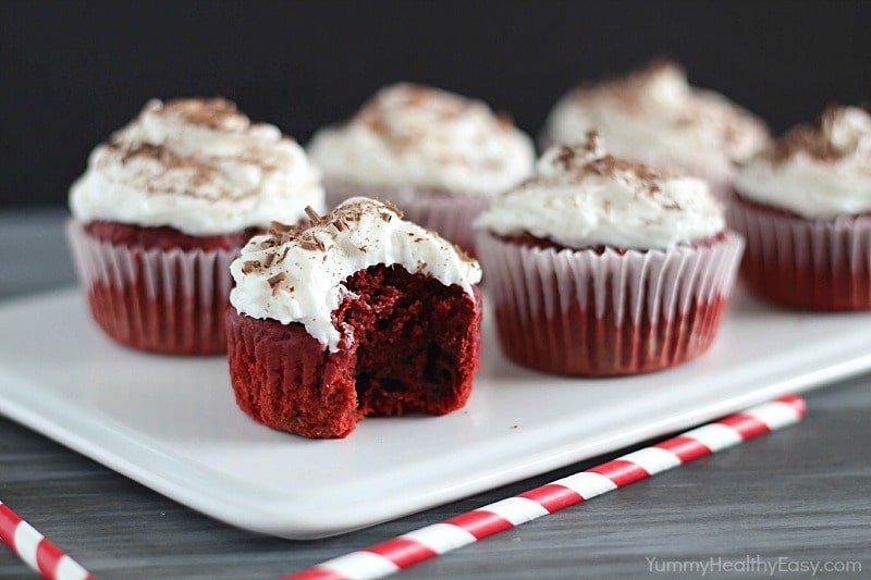 Red Velvet Cupcakes with a secret ingredient - BEETS! They are moist, decadent and a bit healthier, too! Red Velvet Beet Cupcakes that are fluffy, decadent and a bit healthier, too! There's much less red food coloring in this version of red velvet cupcakes!