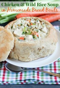 Chicken & Wild Rice Soup in Homemade Bread Bowls Chicken & Wild Rice Soup in Homemade Bread Bowls