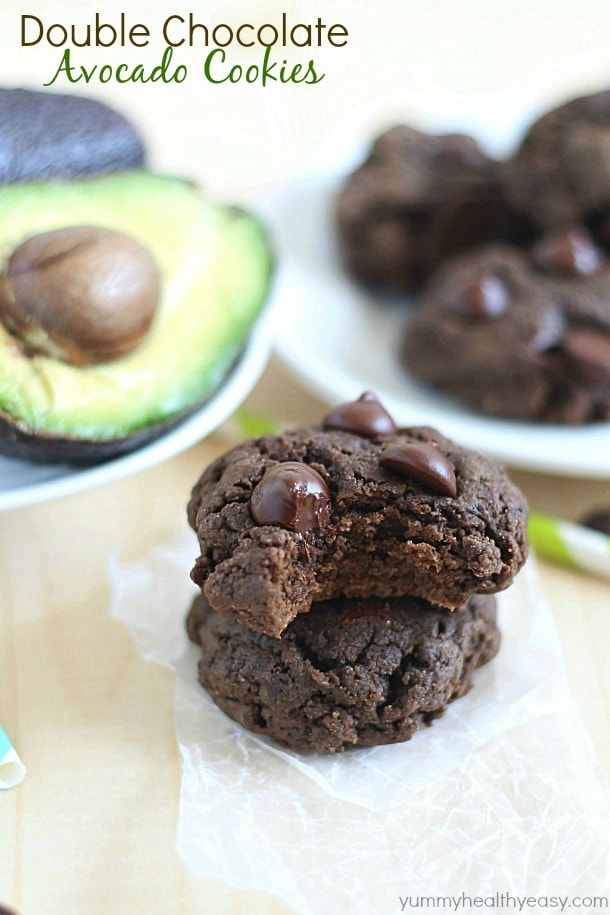 Chocolate Cookies with what's that?! AVOCADO?! Yup. Amazing, moist, chocolatey, rich Double Chocolate Avocado Cookies! Prepare to fall in love.