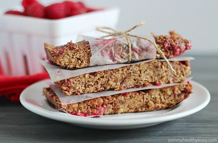 Raspberry Chocolate Protein Bars These Raspberry-Chocolate Protein Bars are delicious homemade protein bars, chock full of protein and flavor - perfect for pre or post-workout.
