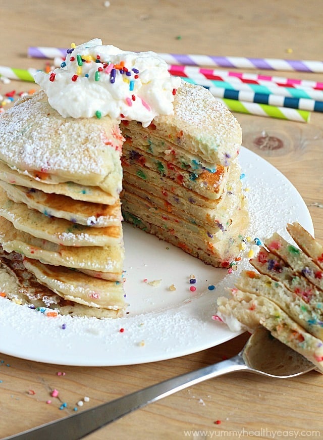 EASY and festive Funfetti Pancakes from scratch! These are perfect for celebrating someone special's Birthday…or just because! EASY and festive Funfetti Pancakes from scratch! These are perfect for celebrating someone special's Birthday…or just because!