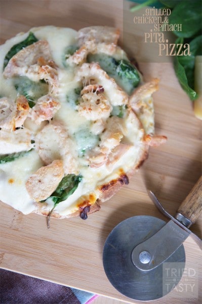 Grilled Chicken & Spinach Pita Pizza Grilled Chicken & Spinach Pita Pizza