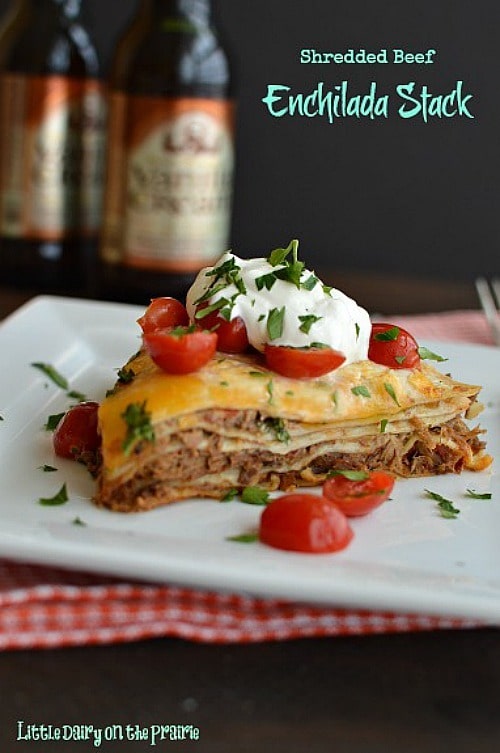 Shredded Beef Enchilada Stack from Little Dairy on the Prairie Shredded Beef Enchilada Stack from Little Dairy on the Prairie