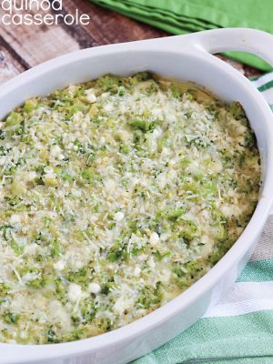 Broccoli Quinoa Casserole - easy and clean-eating creamy casserole loaded with healthy proteins and vegetables!