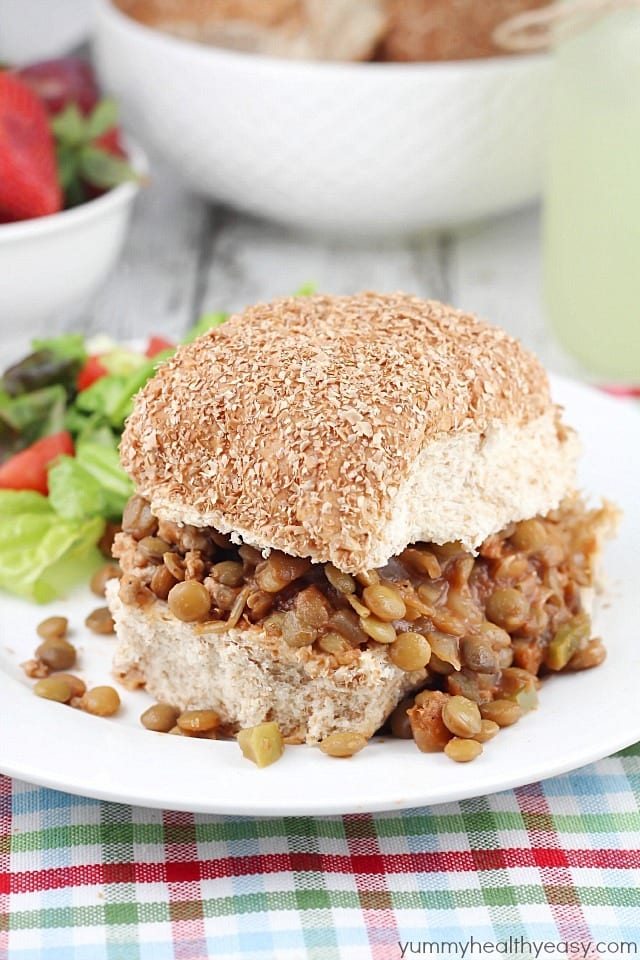 Easy slow cooker Sloppy Joe sandwiches made with ground turkey and lentils. A healthy spin on Sloppy Joes that the whole family will love! #cleaneating Easy slow cooker Sloppy Joe sandwiches made with ground turkey and lentils. A healthy spin on Sloppy Joes that the whole family will love! #cleaneating