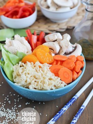 Healthy Chinese Chicken Salad - easy salad filled with fresh veggies, chicken, ramen noodles and a delicious healthy dressing.