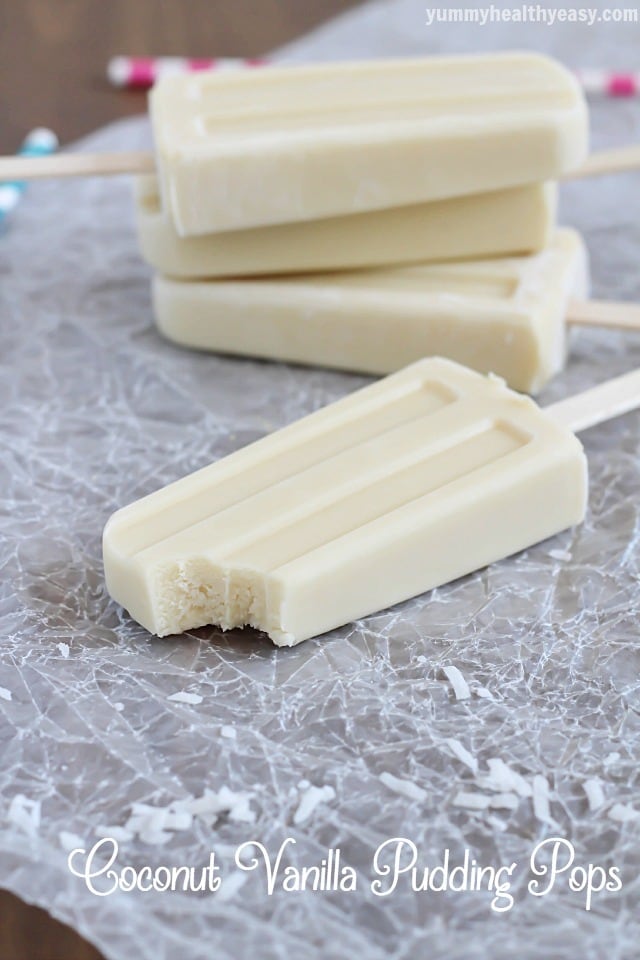 Coconut Vanilla Pudding Pops - easy and delicious homemade pudding pops made using coconut milk. Perfect summertime dessert! #silkcoconut #ad