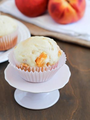 Peach Muffins -easy homemade muffins filled with chunks of peach. The best breakfast or snack!