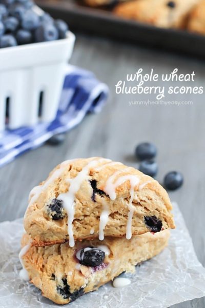 Whole Wheat Blueberry Scones - delicious scones made healthier and filled with blueberries!