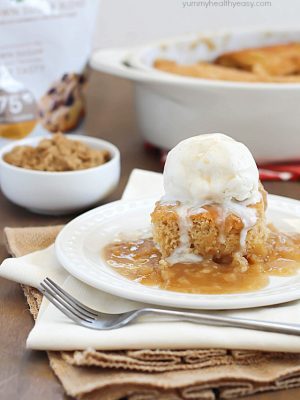 Caramel Pudding Cake - a warm layer of cake on top with a delicious layer of caramel on the bottom. Only 4 ingredients!!