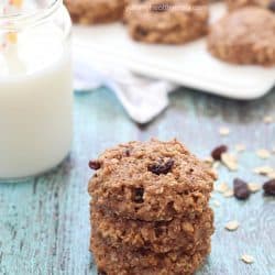 Healthy Banana Oatmeal Breakfast Cookies - SO easy to make, have no butter or oil, and have only 165 calories in each cookie + 6g of protein!