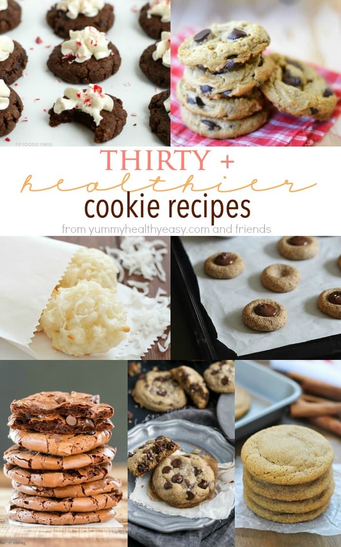30+ Healthier Cookie Recipes Roundup -  healthy cookie recipe options from my blogger friends that you can add to your holiday baking list. They'll save you some calories and still taste great!