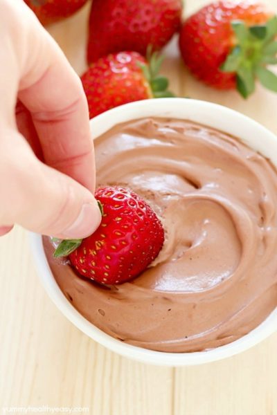 Delicious Chocolate Yogurt Dip for dipping your favorite fruit in! Creamy, light and easy to make. #AussieStyle #ad