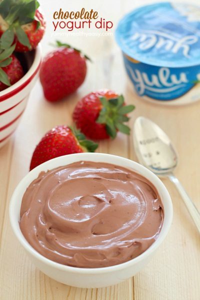 Delicious Chocolate Yogurt Dip for dipping your favorite fruit in! Creamy, light and easy to make. #AussieStyle #ad