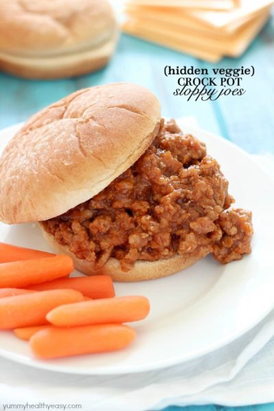 Crock Pot Sloppy Joes with veggies hidden inside! Your kids (or husband!) will never know there are vegetables sneaked in there!