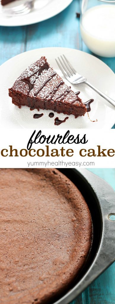 Flourless Chocolate Cake is made with a secret ingredient instead of flour... ;) The most incredible moist, fudgy, decadent cake that's incredibly light and crumbly all at the same time! Perfect Valentine's Day dessert! #truvia