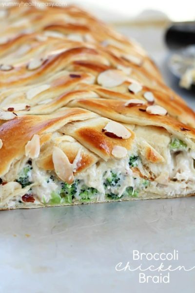 Chicken Broccoli Braid - crescent dough filled with a delicious mixture of chicken, broccoli, mayo and spices, all braided up into a fun braid. An easy dinner idea the whole family will love!