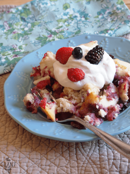 Four Berry Skillet Cobbler - All the great berries of summer in one yummy skillet!