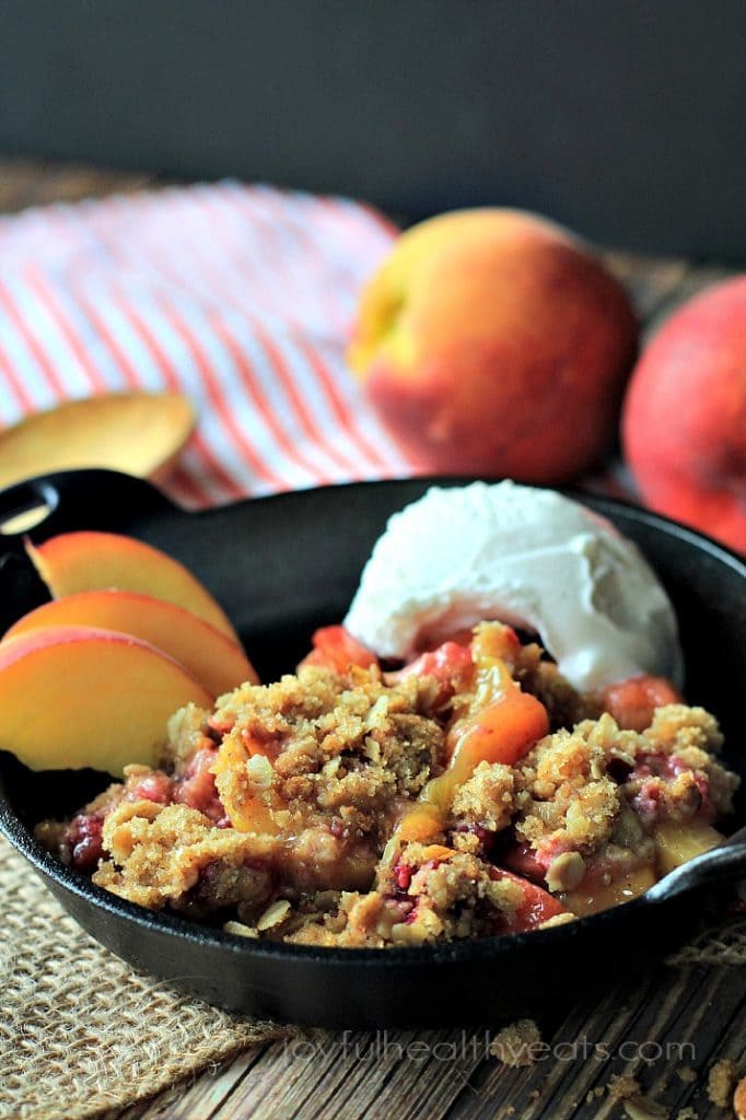 Raspberry Peach Cobbler - The crumble on top of this looks amazing!