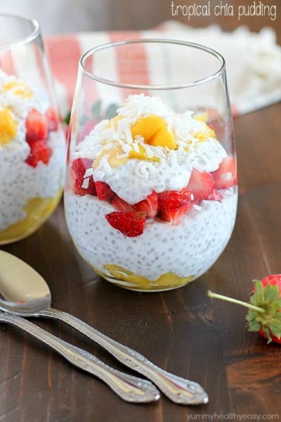 Tropical Chia Pudding Recipe - super easy to make, healthy, filling and tastes like dessert without the calories of a dessert! Great for breakfast, snack or dessert. #ALDI #ad
