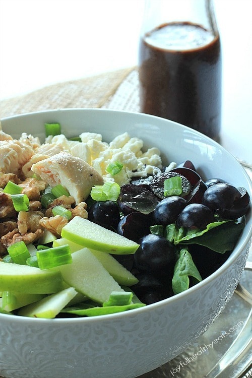 Chicken Feta Walnut Grape Chopped Salad with Balsamic Vinaigrette by Joyful Healthy Eats
