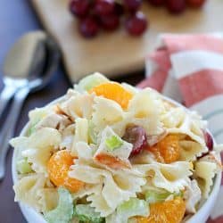 Your next BBQ cries out for this Tropical Chicken Bowtie Pasta Salad! It's easy, with few ingredients and has both sweet and savory elements and textures, making it a great side dish.