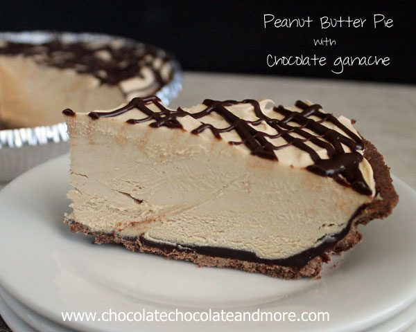 Peanut Butter Pie with Chocolate Ganache-creamy peanut butter filling with chocolate ganache on top and on the bottom!