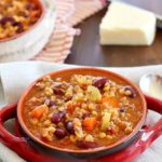 An incredible Sausage Lentil Chili full of veggies, beans, sausage, lentils and TONS of flavor!