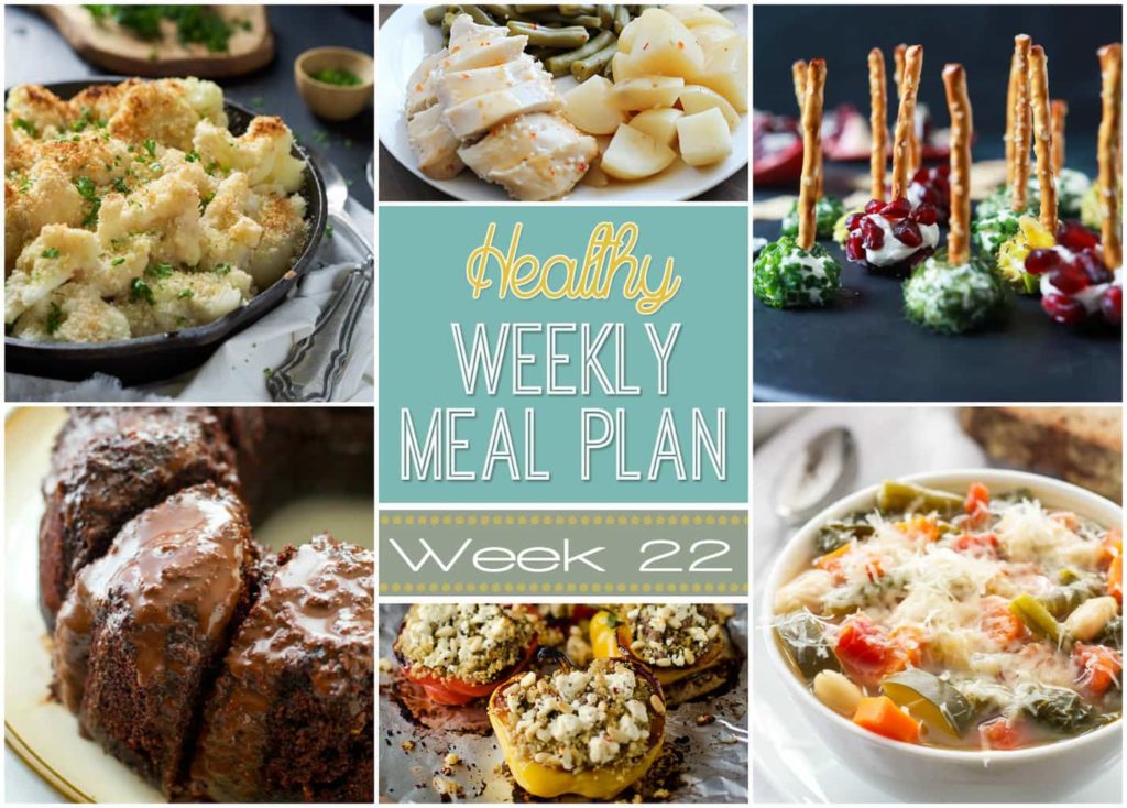 Healthy Weekly Meal Plan #22 - get your week's worth of healthy dinners planned out plus breakfast, lunch and snack ideas, too! You will love these healthy recipes!