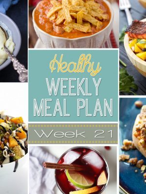 Are you ready for another Healthy Weekly Meal Plan? Week #21 has some of the yummiest comfort food dinners EVER. Plus an easy lunch, snack and dessert recipe too! So many great recipes all together so you can plan your week's meals with ease!