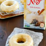 Baked Eggnog Donuts with Eggnog Glaze for the breakfast WIN! These homemade donuts are full of eggnog flavor, moist on the inside, totally easy to make and completely dairy free! If you like eggnog, these are a must-make! Perfect for Christmas breakfast!! AD