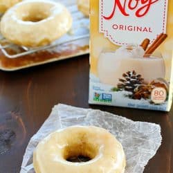 Baked Eggnog Donuts with Eggnog Glaze for the breakfast WIN! These homemade donuts are full of eggnog flavor, moist on the inside, totally easy to make and completely dairy free! If you like eggnog, these are a must-make! Perfect for Christmas breakfast!! AD