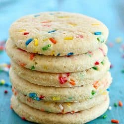 Funfetti Cookies to celebrate a special day! This is honestly the BEST sugar cookie recipe I've EVER had. They're soft, buttery and the sprinkles add just the right amount of crunch and sweetness! Great with or without frosting.