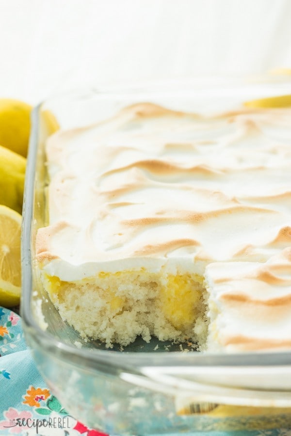 Skinny Lemon Meringue Poke Cake by The Recipe Rebel