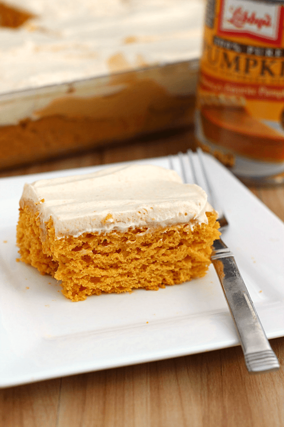 Skinny Pumpkin Butterscotch Poke Cake by What's Cooking Love?