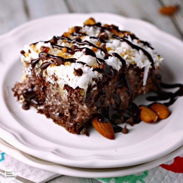 Skinny Almond Joy Poke Cake by Renee's Kitchen Adventures