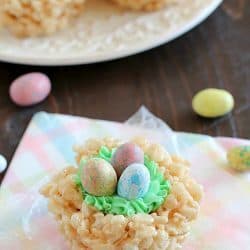 Rice Krispies Easter Nests are probably the easiest "homemade" Easter treat you can make AND your kids can help you make them! Only a few ingredients to a tasty Easter treat everyone will love!