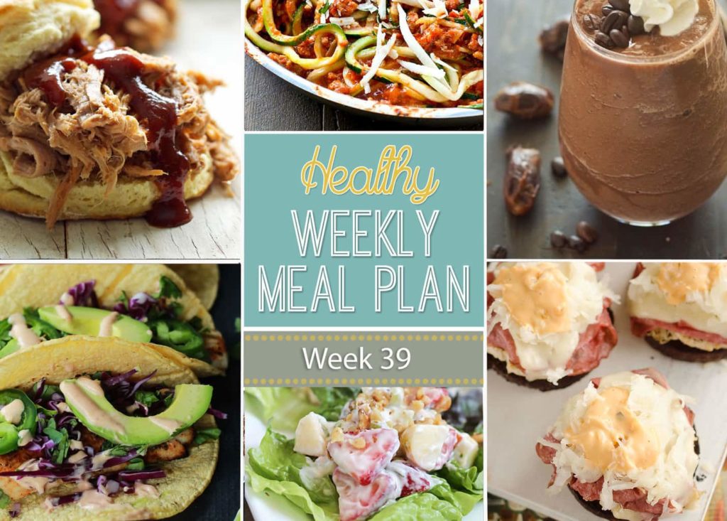 Healthy Weekly Meal Plan Week 39 - get your week's worth of healthy dinners planned out plus breakfast, lunch and snack ideas, too! You will love these healthy recipes!
