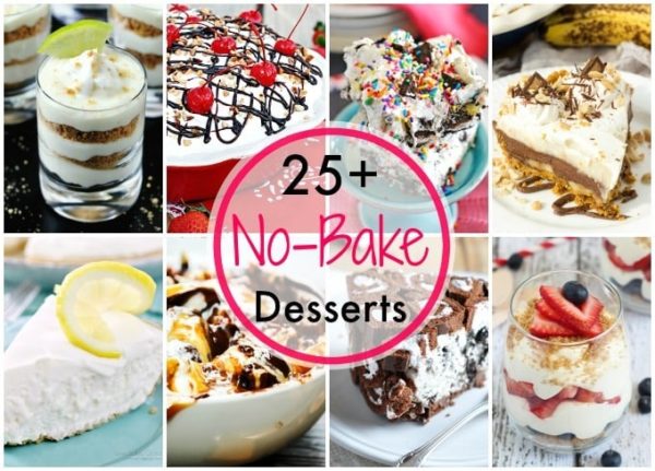 Easy No Bake Desserts Roundup of 25+ delicious desserts for you to make this summer! No need to turn on the oven when you can make easy no bake desserts!