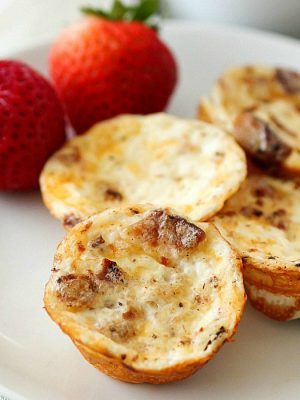 Mini Bacon Egg Muffins are healthy little breakfast bites full of yummy protein. Only 43 calories and 3 grams of protein in every mini egg muffin! They're easy to make and perfect to make ahead and grab on the go! AD