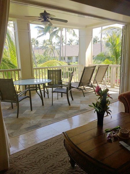 The Villas at Poipu Kai are gorgeous! Check out these patio doors that opened all the way to let that Hawaii breeze right inside the suite! (The Ultimate Kauai Travel Guide - What to do in Kauai) AD