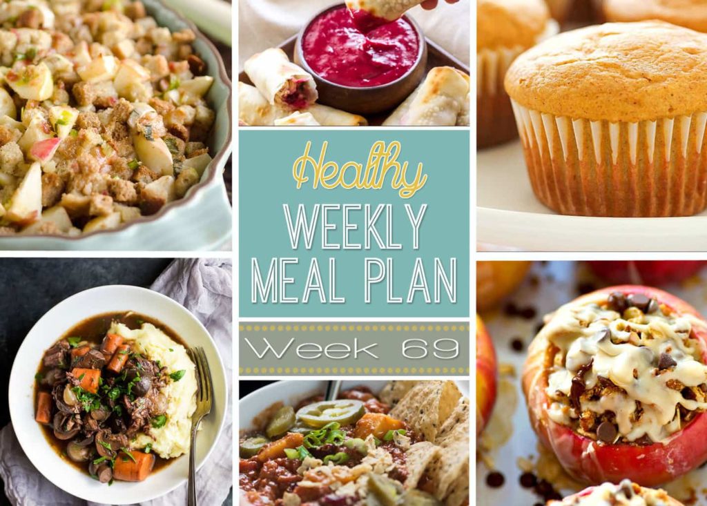 Plan out your weekly menu with this Healthy Weekly Meal Plan #69! So many delicious and healthy dinner recipes along with a healthy breakfast, lunch, side dish and dessert recipe! You have to see this week's recipes!