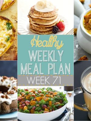 If you're stuck in a dinner rut, try this Healthy Weekly Meal Plan! It includes a dinner for every night of the week plus a healthy breakfast, lunch, side dish and dessert for you to try! It's up on yummyhealthyeasy.com every Saturday morning!