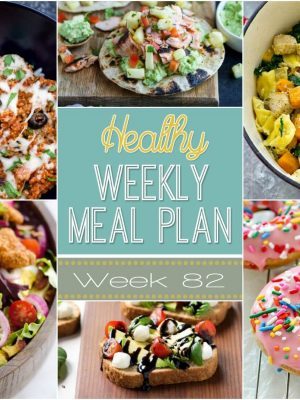 Healthy Weekly Meal Plan #82 is full of delicious dinner recipes for you to try every night of the week plus a breakfast, lunch, snack, side dish and dessert recipe, too. The best part is they're all healthy!